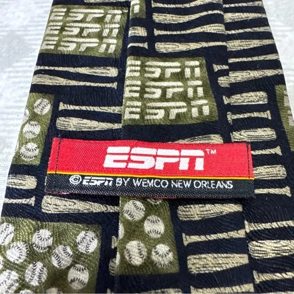 Vintage ESPN by Wemco New Orleans Sports Baseball  Ballgame Fan Silk Tie - Picture 2 of 6